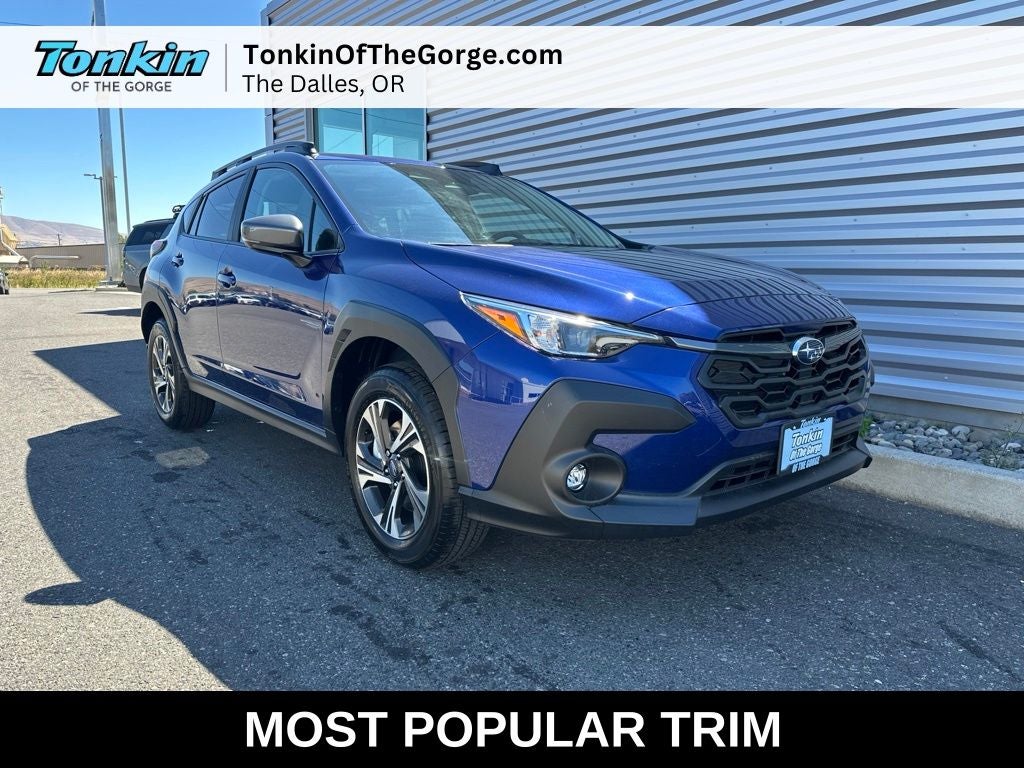 2026 Subaru CROSSTREK Premium in Sapphire Blue Pearl — front three-quarter view