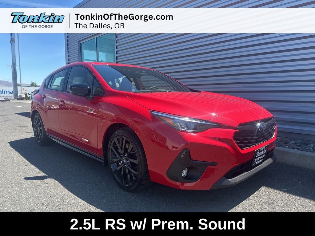 2026 Subaru IMPREZA RS in Pure Red — front three-quarter view