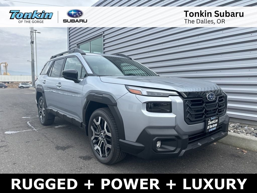 2026 Subaru OUTBACK Touring XT in Ice Silver Metallic — front three-quarter view