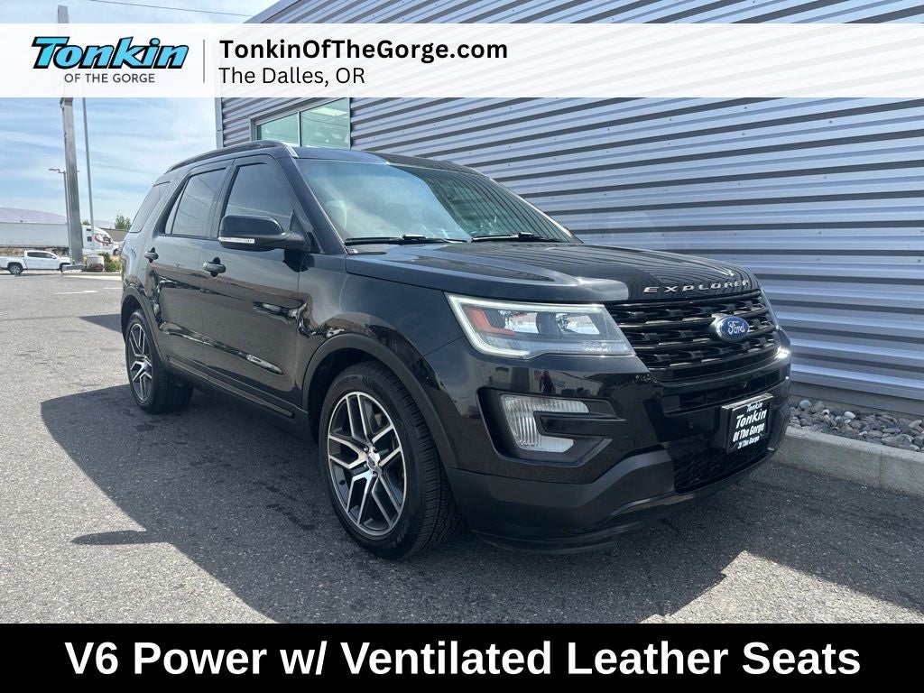 2017 Ford Explorer Sport in Shadow Black — front three-quarter view