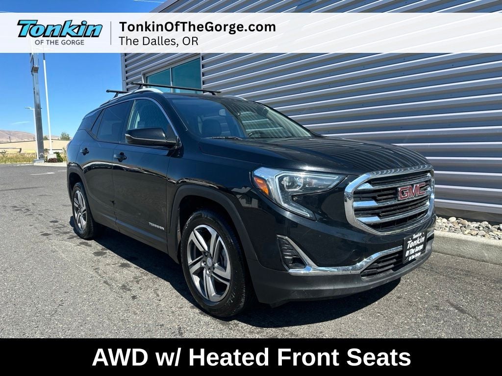 2020 GMC Terrain SLT in Ebony Twilight Metallic — front three-quarter view