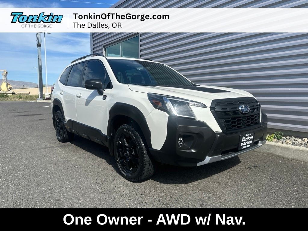 2023 Subaru Forester Wilderness in Crystal White Pearl — front three-quarter view